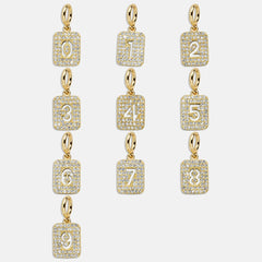 Block Pavé Number Cluster Charm - 5