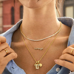 Block Pavé Initial Cluster Charm - V