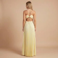 Riley Pleated Halter Maxi Dress