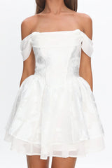 Lusting Off Shoulder Mini Dress White