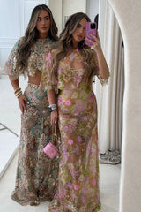 Elina | Women'S Embroidery Sequin Summer Party Two-Piece Set