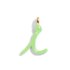 Custom Matcha Green Enamel Script Letter Charm - I