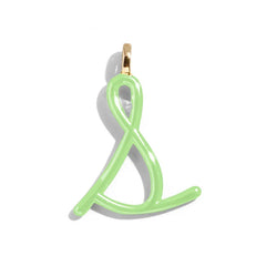 Custom Matcha Green Enamel Script Letter Charm - S