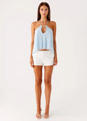 Delong Low Rise Linen Shorts - White