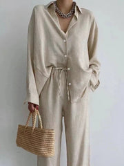 Natalie Linen Button Pants Set