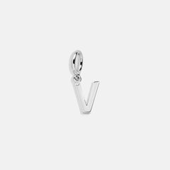 Classic Silver Initial Cluster Charm - V