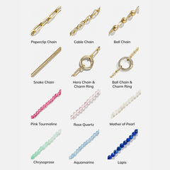 Cluster Charm Necklace Chain  - Gold Ball Chain