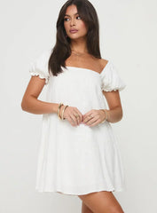 Beyond Linen Blend Mini Dress White